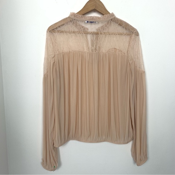 Zara Balloon Sleeve Blouse Lace Yoke - Picture 8 of 11